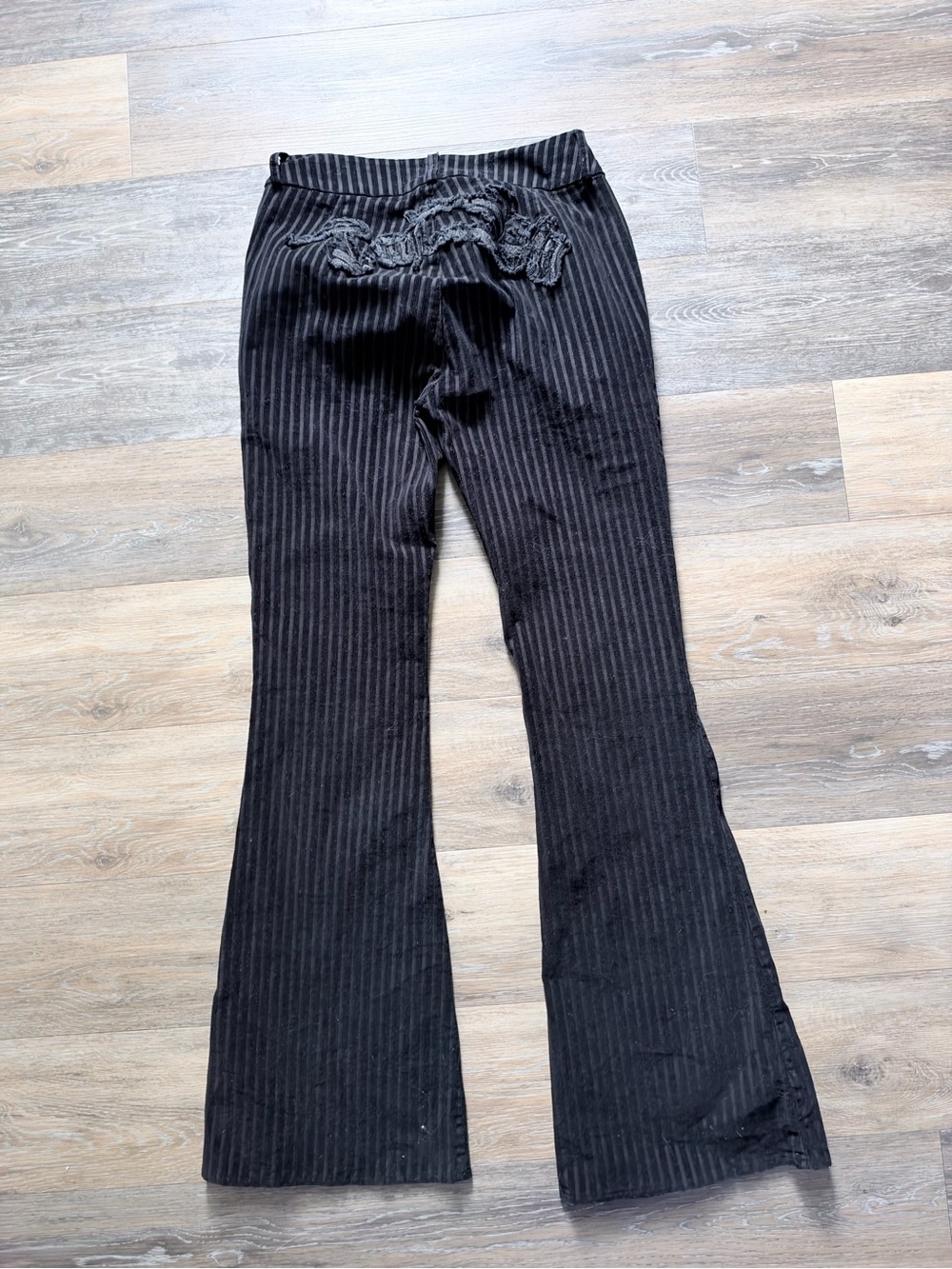 I.am.Gia corduroy Black Ribbed Flared Bottoms butt lettering sz 28 waist